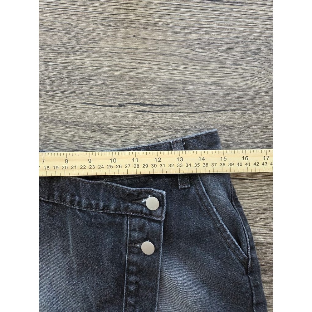 Altar'd State Denim Skort Womens M Black Wrap Front Y2K Grunge Mini Skirt - Picture 9 of 11